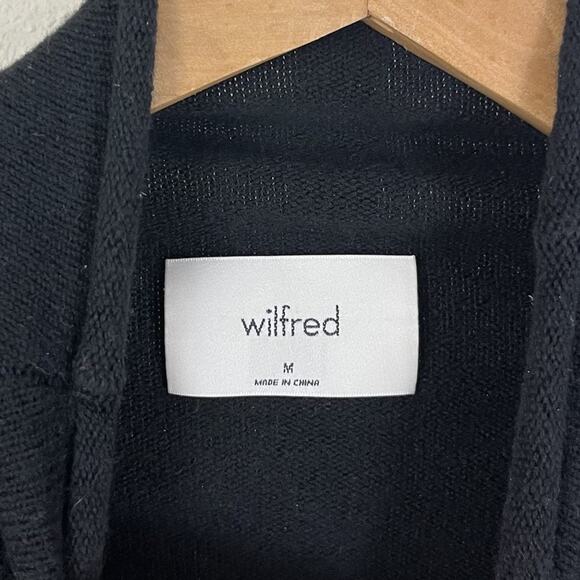 Aritzia Wilfred Cyprie Merino Wool Sweater M Medium Rolled Mockneck Black - Picture 4 of 6